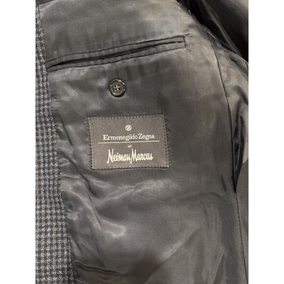 Ermenegildo Zegna Men Blazer Blue Houndstooth Sport Coat Wool Classic Jacket 44 - Picture 3 of 13